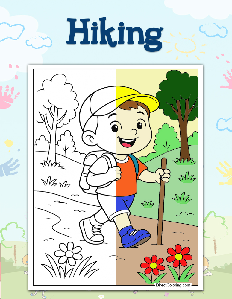 Hiking Coloring Pages